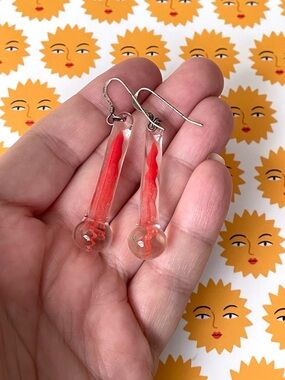 Vintage/style stamped 925 sterling silver & sommerso art glass dangle earrings